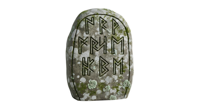 Ancient rune stone isolated on transparent background, a relic of the past, imbued with mystery and symbolism, perfect for historical or fantasy themed projects - Powered by Adobe