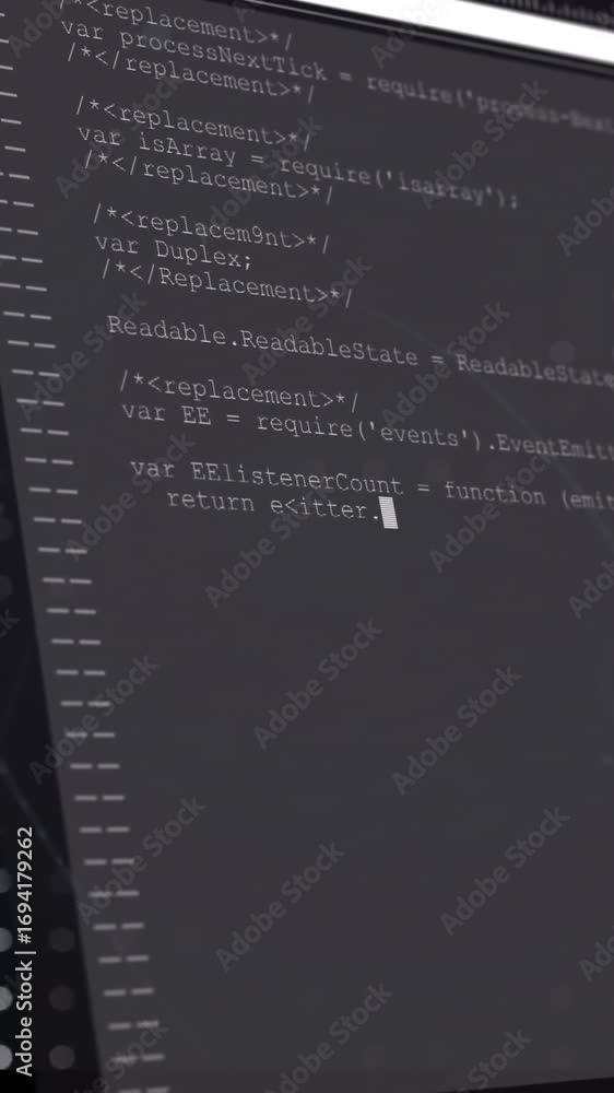 Poster animation of digital data processing over black background