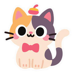 Modern Sticker Cat Cute Illustration