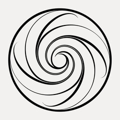 Naklejka premium Black swirling spiral abstract silhouette isolated on white background
