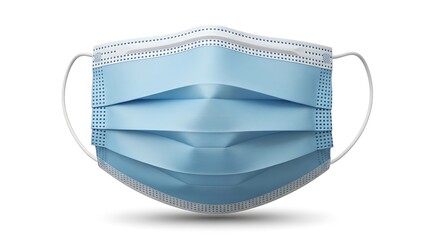 Surgical face mask on white background protecting from viruses pollution