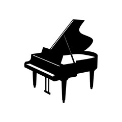Silhouette of a grand piano on transparent background