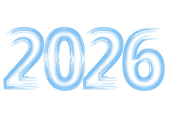 Abstract blue line typography of 2026 New Year in modern futuristic style. Vector illustration