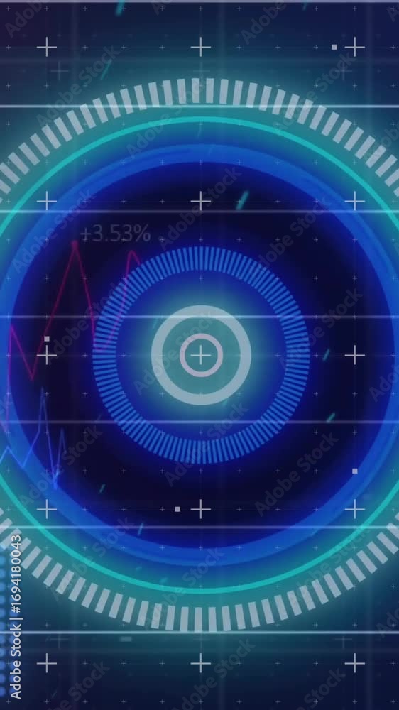 Poster animation of digital data processing over grid background