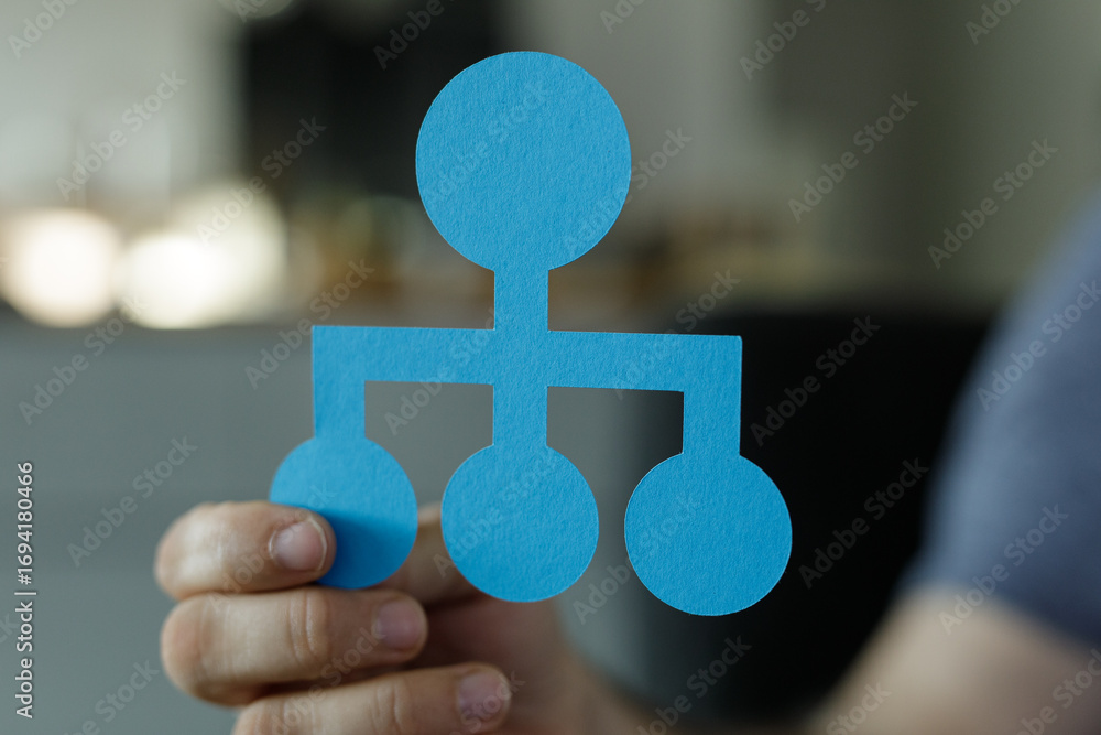 Aufkleber blue paper cut-out of a hierarchy chart, representing teamwork and organizational structure. ideal f
