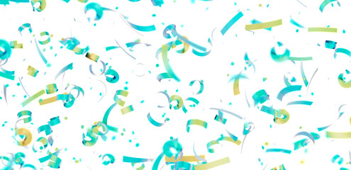 Celebrate with this festive background featuring teal and gold confetti. Perfect for party invitations, banners, and more!