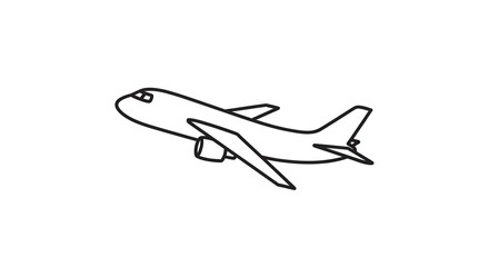 Airplane taking off into the sky with a simple line art design for transportation needs and designs