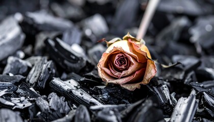 Withered Rose on Charcoal