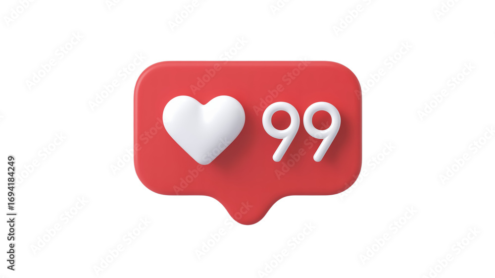 Aufkleber a 3d rendering of a social media notification icon with a red rounded rectangular shape. isolated on