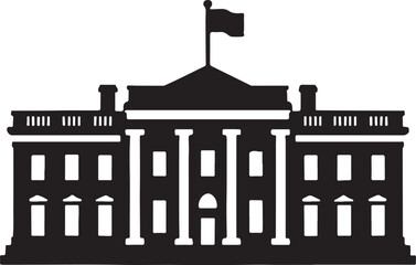 Iconic White House silhouette vector design, symbol of Washington DC, politics, and American government.