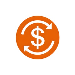 Obraz premium Of white dollar sign with circular arrows indicating money exchange on orange background isolated on white background