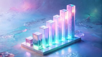 A holographic bar graph shows an upward trend with a neon-lit, futuristic style. This image is perfect for websites or blogs on technology, finance, data analysis, or business growth.

