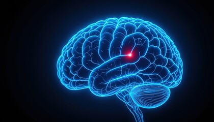 Visualize brain activity with this glowing blue brain illustration, perfect for medical research or educational materials