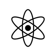 Simple atom model illustration on transparent background silhouette
