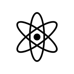Atom symbol with orbits icon on transparent background silhouette