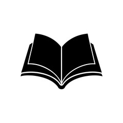 Open book silhouette graphic on transparent background