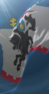 Flag of Panevezys County, Lithuania. Loop. 4K Vertical