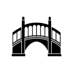 Silhouette of a stone bridge on transparent background