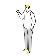 手を上げて話すシンプルな男性イラスト
