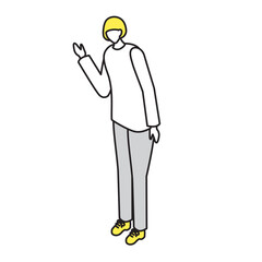 シンプルな人物イラスト（立って話す女性）