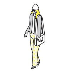 カジュアルに歩く女性のイラスト