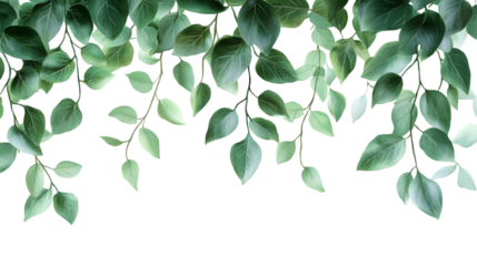 Elegant Lush Green Leaves Foliage Floral Pattern Peaceful Natural isolated on a transparent background