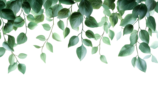 Elegant Lush Green Leaves Foliage Floral Pattern Peaceful Natural isolated on a transparent background