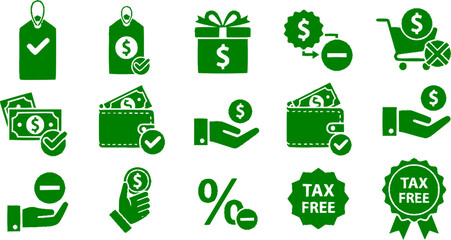 Tax free icon vector collection.