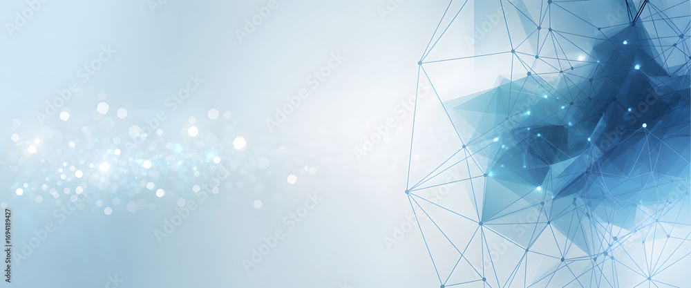 Poster abstract digital network: an abstract network design featuring interconnected nodes and lines, overl