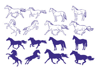 Element vector line and shape of horse.