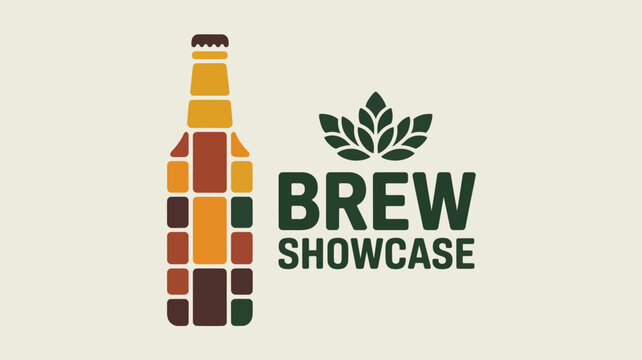 Graphic design featuring a stylized beer bottle and the words brew showcase for an event poster