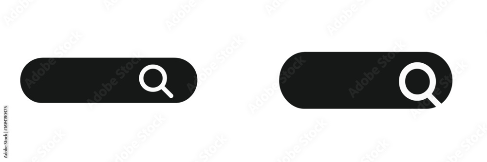 Poster minimalistic black search icons displayed side by side showcasing different designs and shapes in a 