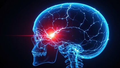 Brain scan visualization showing neural activity and connections for medical research and technology concepts