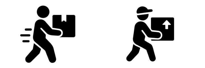 Delivery workers carrying packages on a busy street during daytime work hours