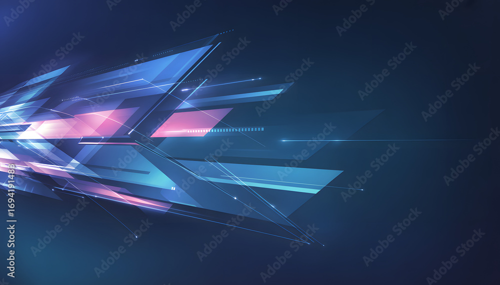 Poster geometric abstraction: dynamic lines and shapes converge in a burst of motion, a contemporary abstra