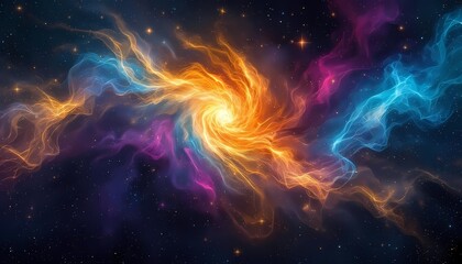 Colorful cosmic nebula swirl in deep space galaxy