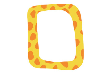 Whimsical giraffe frame. Hand drawn trendy cute giraffe animal frame photo decor. Minimalist doodle border isolated on white background.