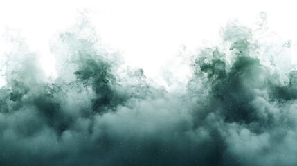 Fantastic green smoke background. Magic green smoke isolated on a transparent background