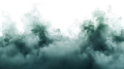 Fantastic green smoke background. Magic green smoke isolated on a transparent background
