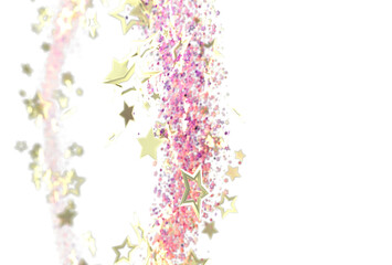 Beautiful image of golden stars and pink glitter, perfect for celebrations, holidays, and festive designs.
