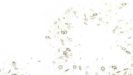 Banner with golden decoration. Festive border with falling glitter dust and stars.