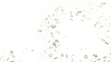 Banner with golden decoration. Festive border with falling glitter dust and stars.