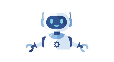 Friendly Vector Illustration of a Cute Robot on White Background Suitable for Children's Content or Educational Materials