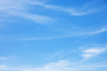 Fantastic soft white clouds against blue sky and copy space horizontal shape.