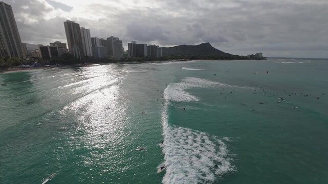 Video aereo di Waikiki Beach, Hawai'i, Ohau, USA