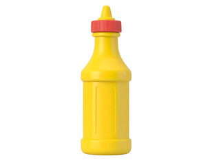Yellow Mustard Squeeze Bottle with Red Cap, Isolated on Black Background - 3D Render