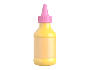 Yellow Squeeze Bottle with Pink Dispenser Cap 3D Render