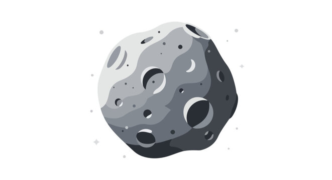 Illustrated celestial body with craters against clean background for science projects and educational purposes with its rough surface texture