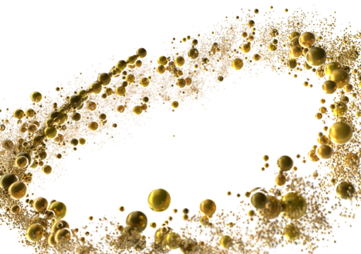 Cascading Splendor: Striking 3D Illustration Showcasing a Dazzling gold Confetti Display PNG - Powered by Adobe