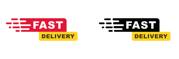 Set of fast delivery text icons